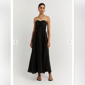 NWT DISSH Bonnie Black Linen Long Dress  Size 2